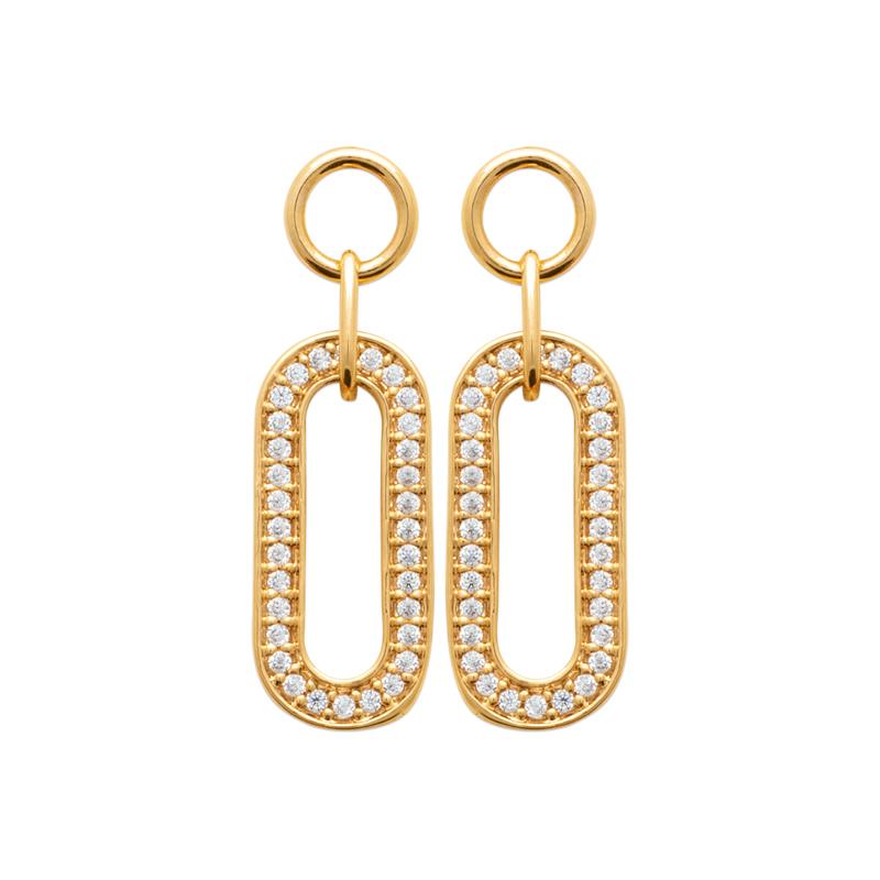 Boucles d'oreilles Pendantes Plaqué Or Motif Pavage Oxydes Blancs