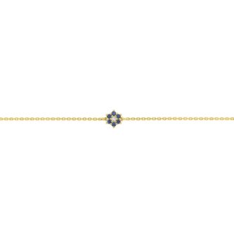Bracelet Or Jaune 750/1000 Motif Fleur 6 Saphirs et 1 diamant 0.01ct