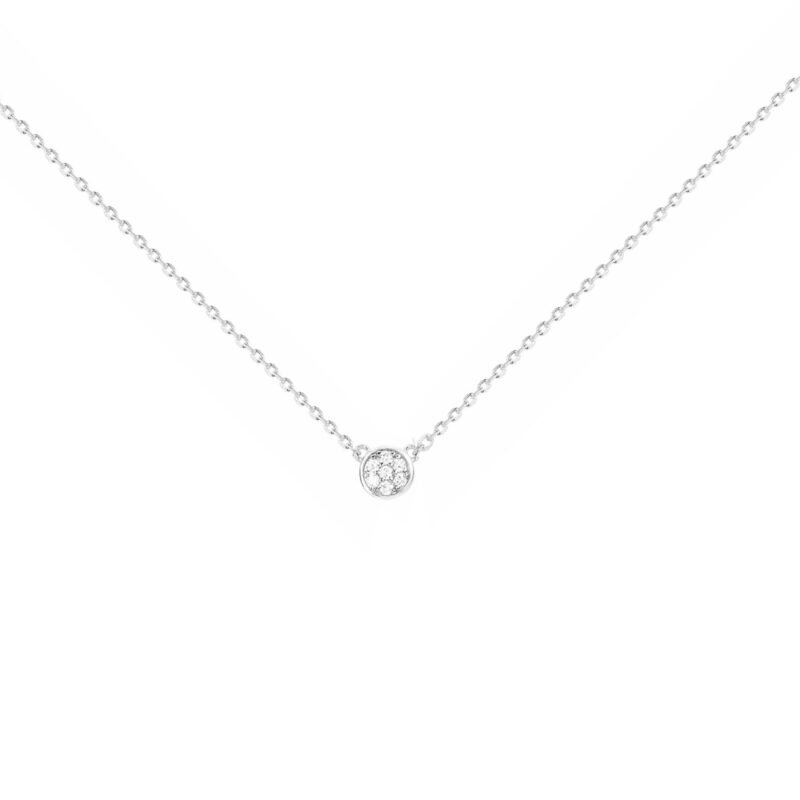 Collier Argent 925/1000 Rhodié Rond Pavage Oxydes