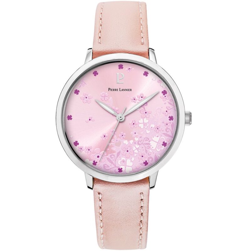 Montre Femme Pierre Lannier Tallia Acier Cadran Rose Pastel Bracelet Cuir Rose 062K655
