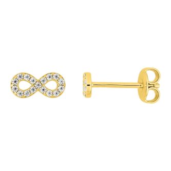 Boucles d'oreilles Plaqué Or Jaune Motif Infini Pavage Oxydes