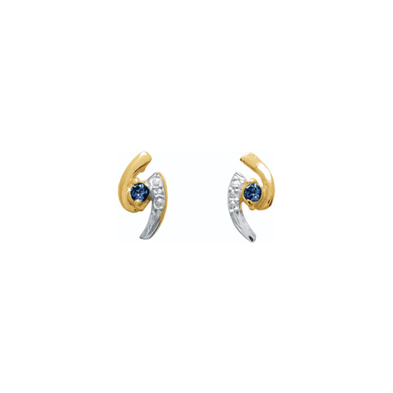 Boucles d'oreilles Or 750/1000 Bicolore et Saphir Rond