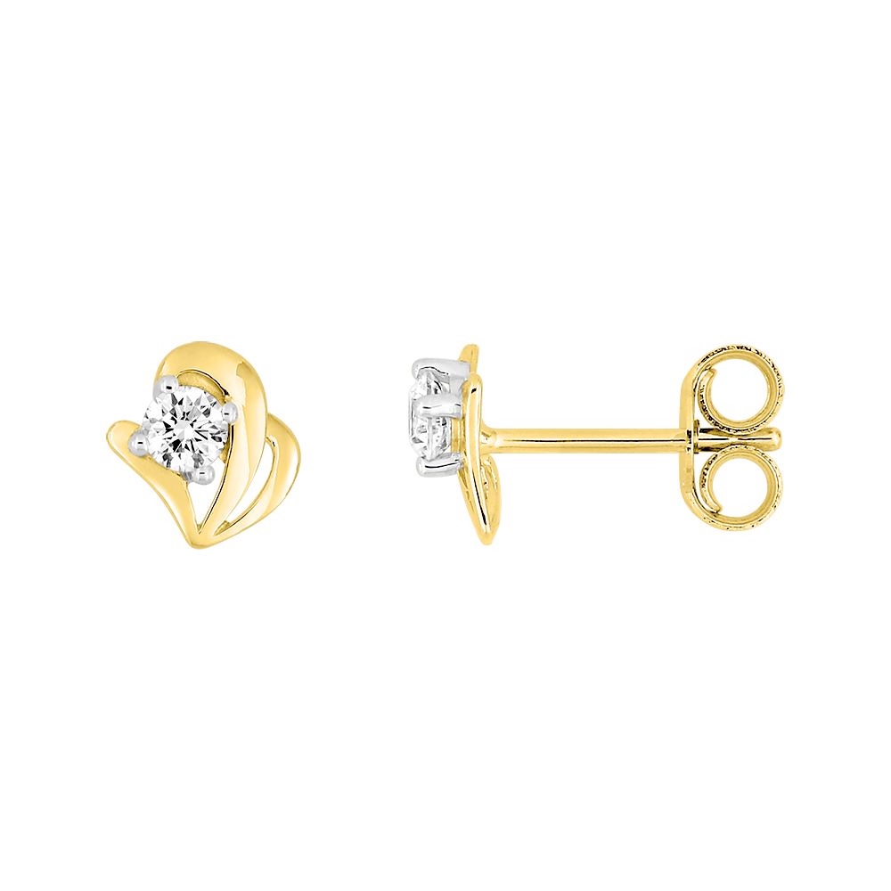 Boucles d'oreilles Or 750/1000 Bicolore et Oxyde