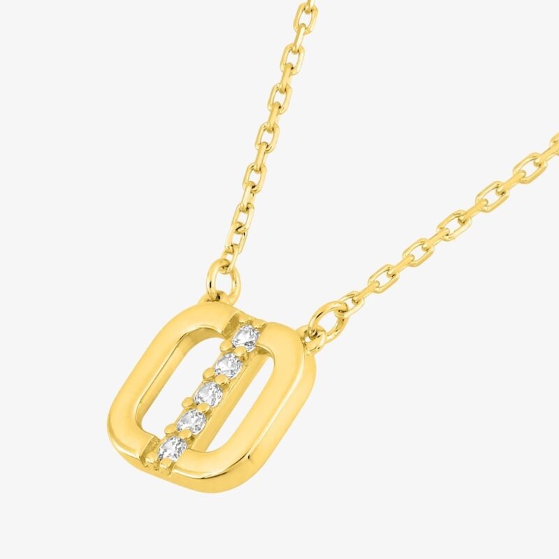 Collier Or Jaune 750/10000 Motif Carré Bords Arrondis et Barrette Oxydes – Image 2