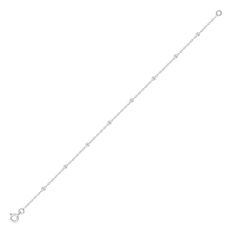 Bracelet Argent Rhodié 925/1000 Maille Forçat et Billes Alternées – Image 2
