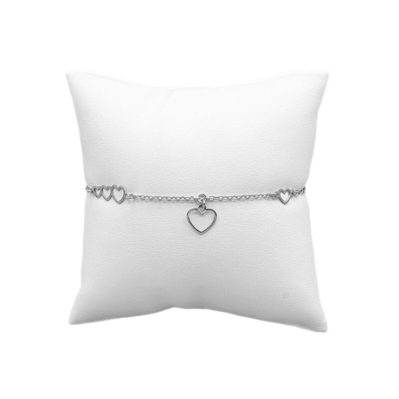 Bracelet Argent 925/1000 Rhodié et Motifs Coeur