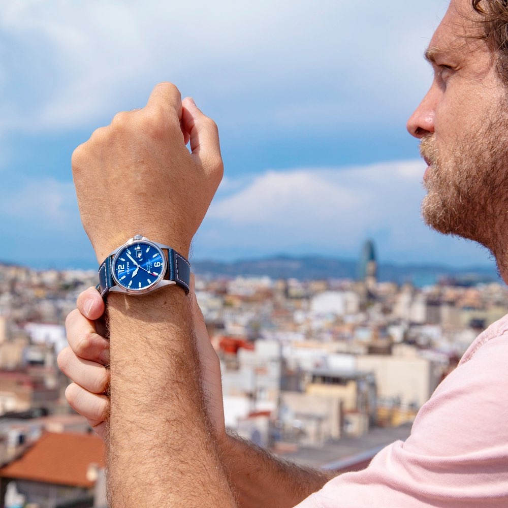 Montre Calypso Homme Acier Fond Bleu Bracelet Cuir Bleu K5870/3 – Image 2