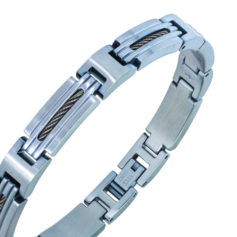Bracelet Homme Rochet Marina Acier Bicolore PVD Bleu Glacier et Cable B062396 – Image 2