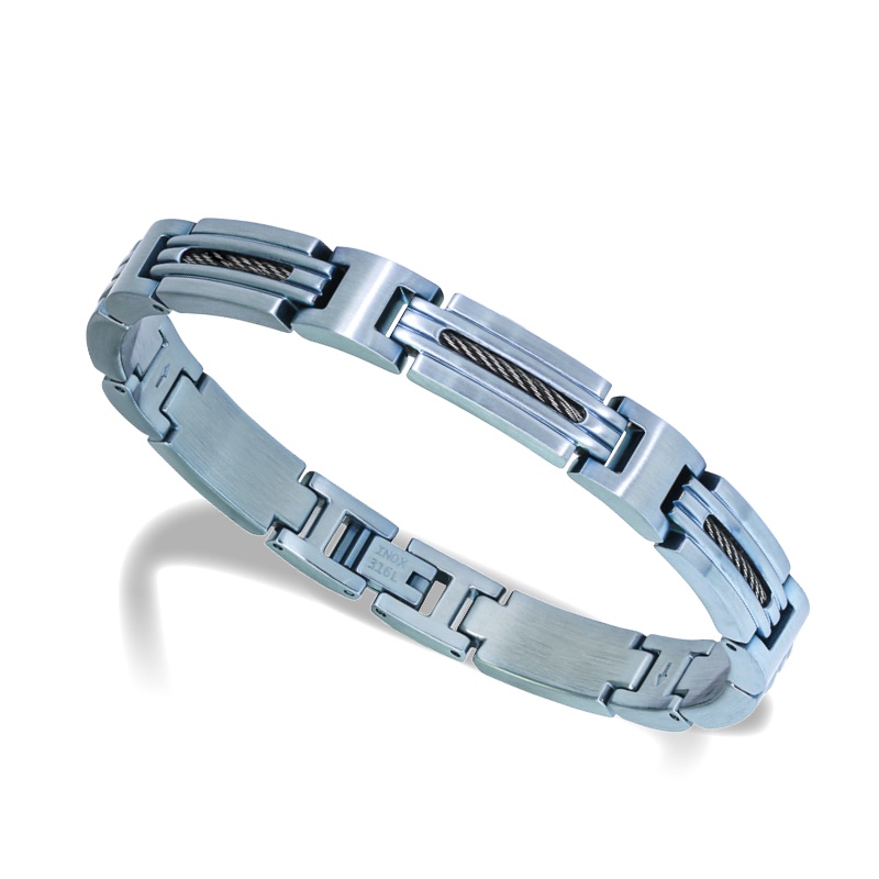 Bracelet Homme Rochet Marina Acier Bicolore PVD Bleu Glacier et Cable B062396 – Image 3