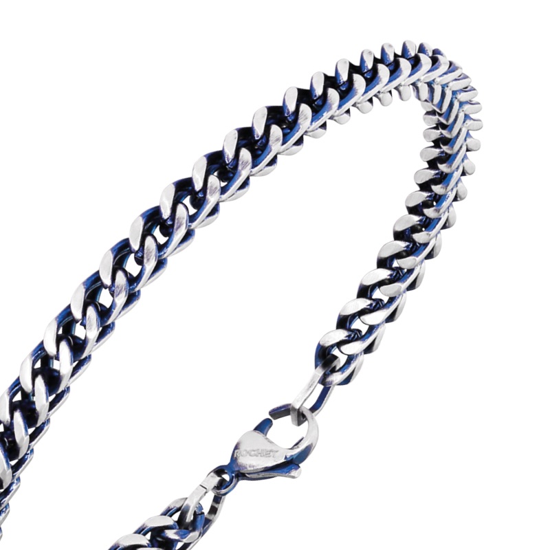 Bracelet Homme Rochet Major Acier Bicolore PVD Bleu 4mm HB01476 – Image 2