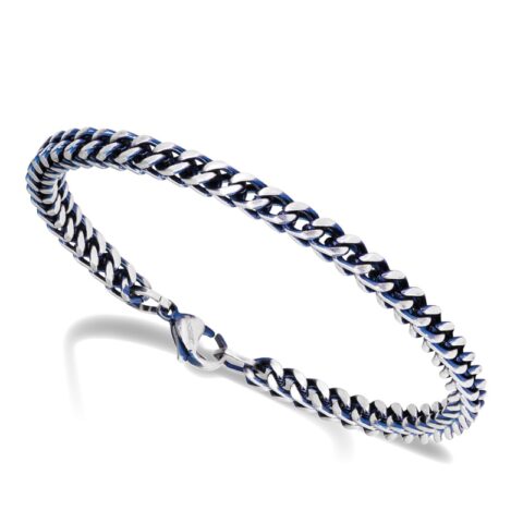Bracelet Homme Rochet Major Acier Bicolore PVD Bleu 4mm HB01476
