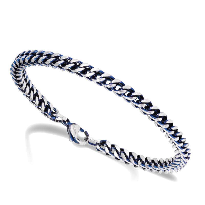 Bracelet Homme Rochet Major Acier Bicolore PVD Bleu 4mm HB01476