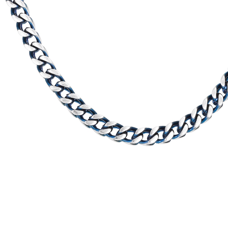 Collier Homme Rochet Major Acier Bicolore PVD Bleu 4mm HC01476 – Image 2