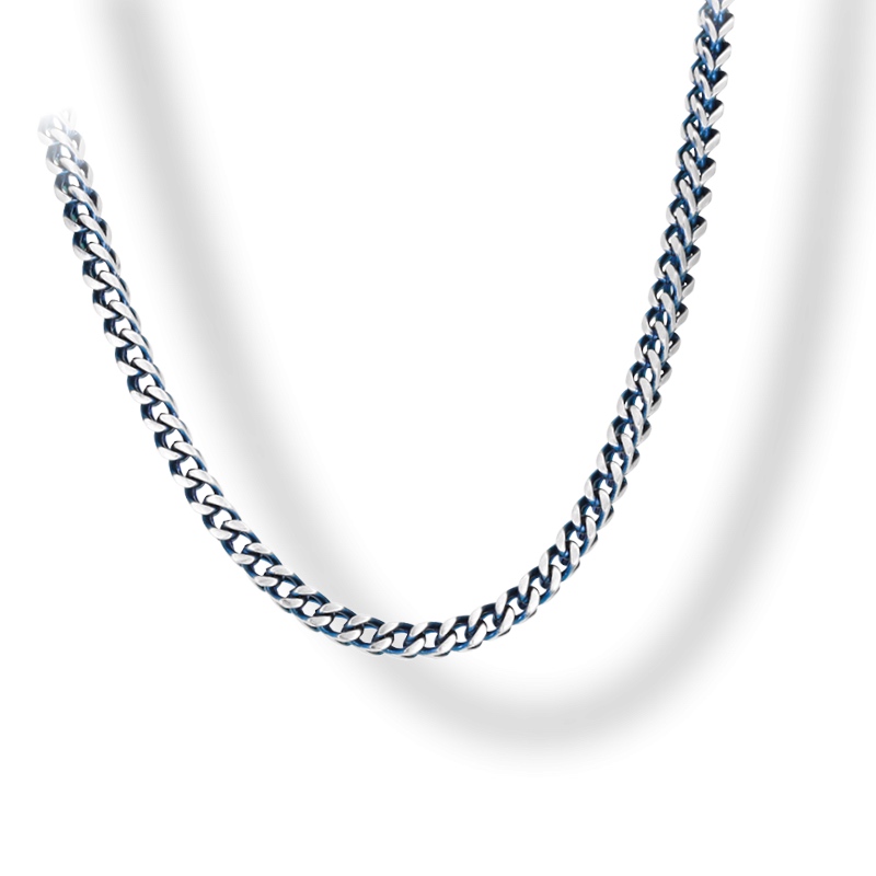 Collier Homme Rochet Major Acier Bicolore PVD Bleu 4mm HC01476