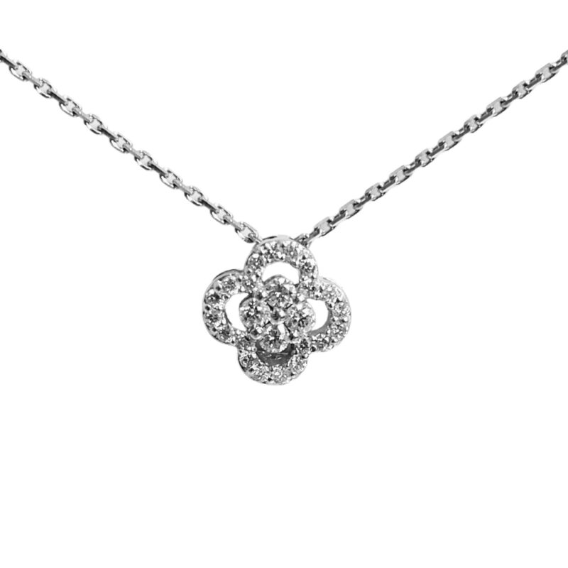 Collier Or Blanc 750/1000 Pavage Diamants 0.20ct