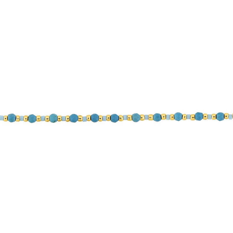 Bracelet Fashion Steel Acier Doré 1 Rang Boules Dorées et Bleues