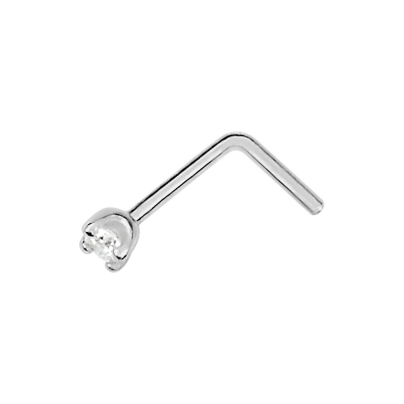 Piercing de Nez Or Blanc 750/1000 Diamant 0.03ct Serti 4 Griffes