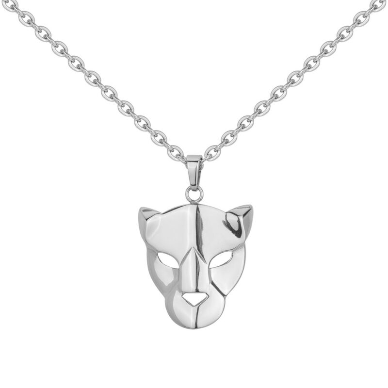 Collier Homme Acier Pendentif Tête Félin