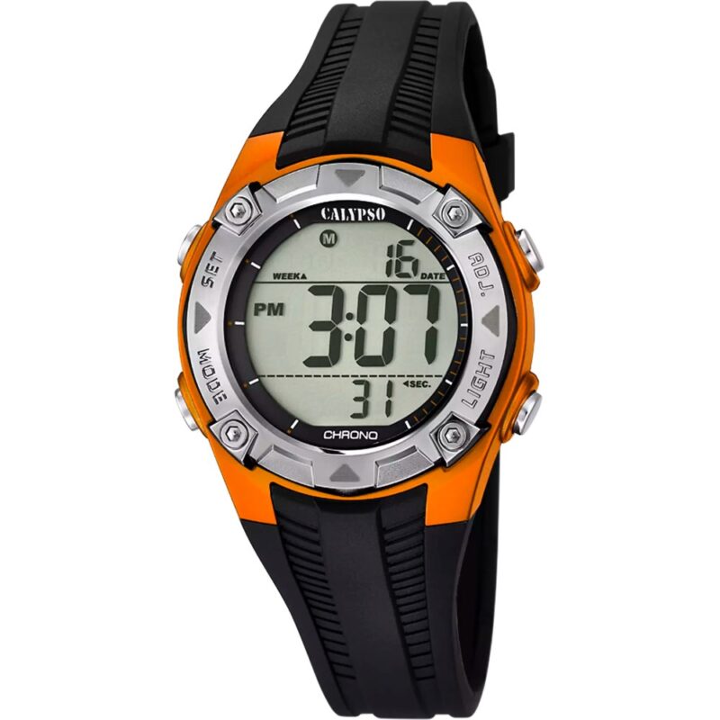 Montre Calypso Enfant Digitale Noire et Orange K5685/7