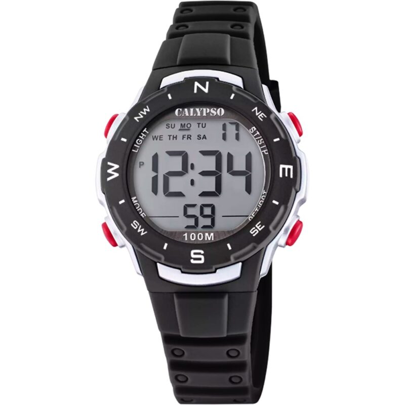 Montre Calypso Enfant Digitale Noire et Rouge K5801/6