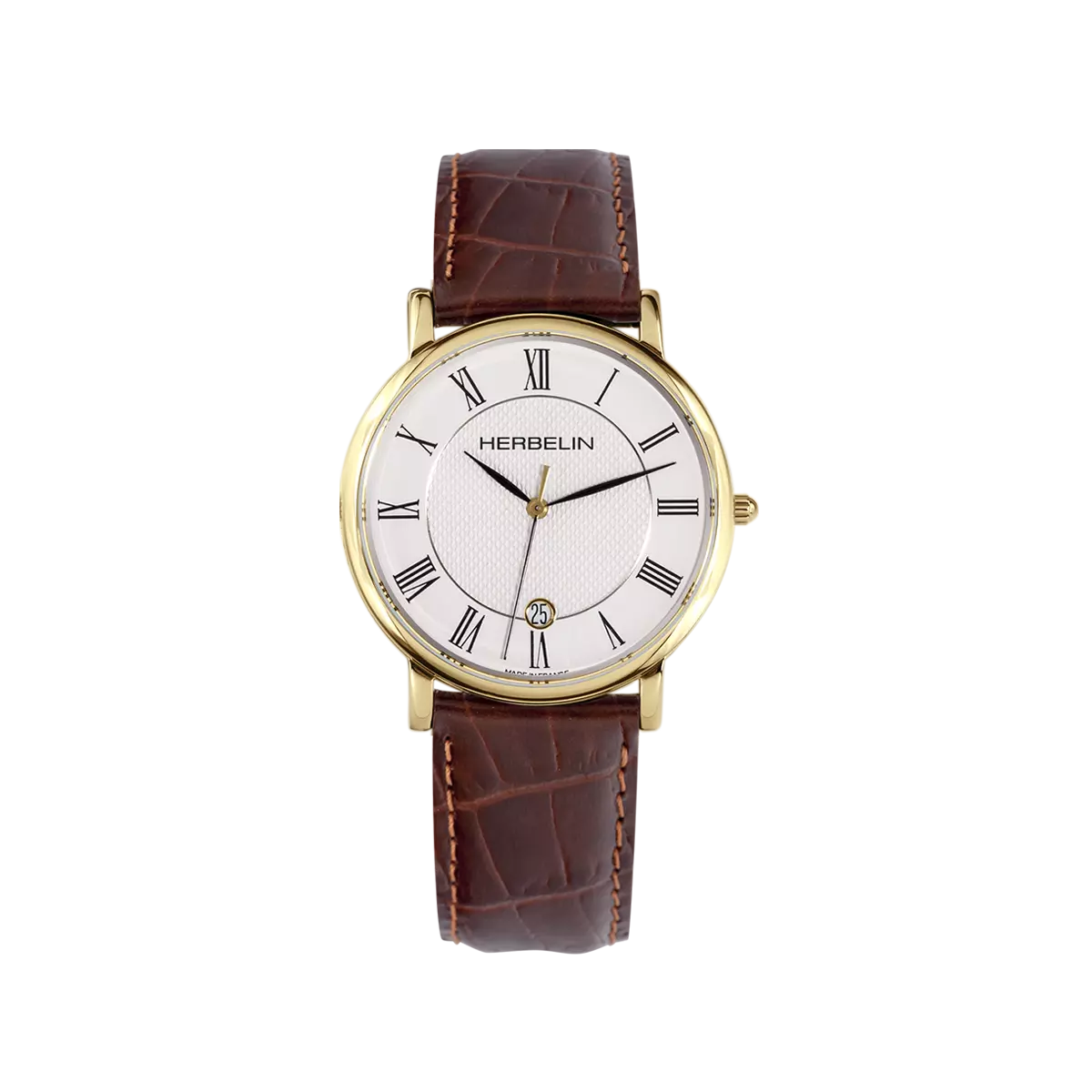 Montre Homme Herbelin Acier PVD Jaune Classique Cuir Marron 12248P08MA