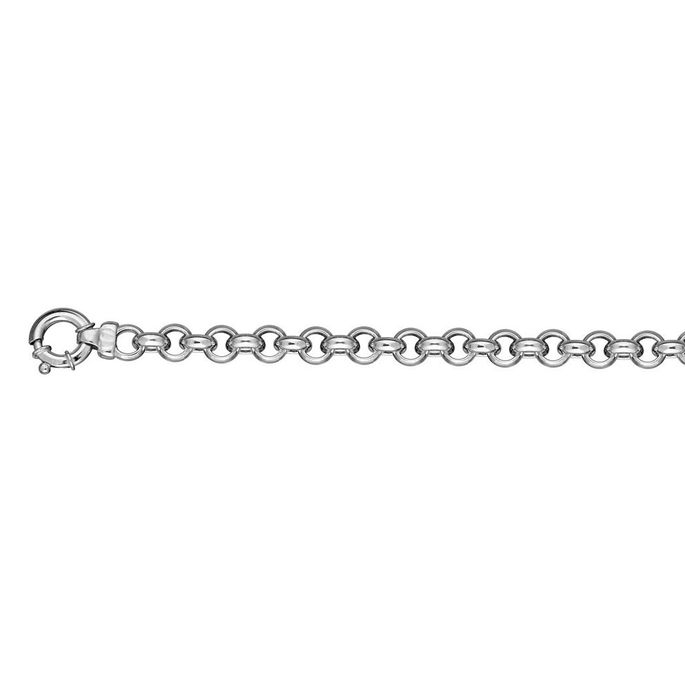 Bracelet Argent Rhodié 925/1000 Maille Jaseron Fermoir Bouée