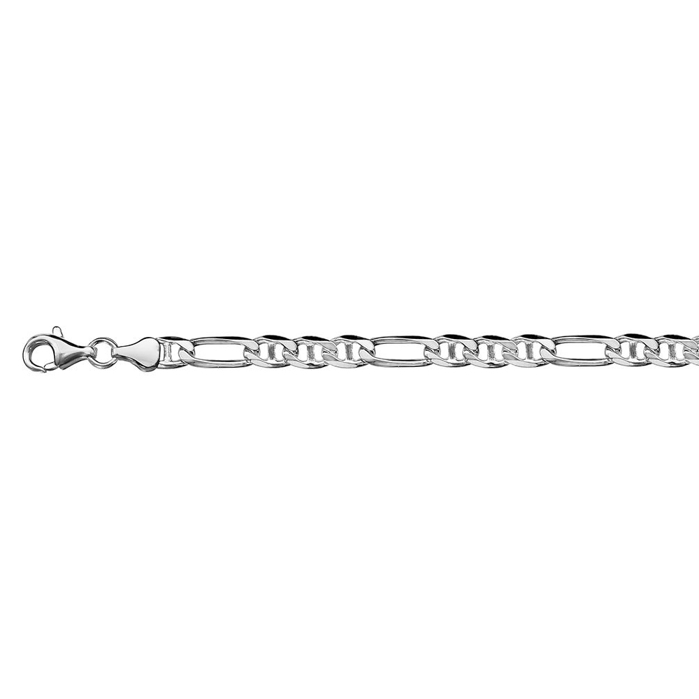 Bracelet Homme Argent Rhodié 925/1000 Maille Marine Alternée 1+3 Largeur 5mm