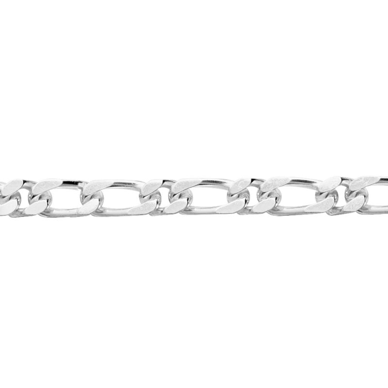 Bracelet Homme Argent Rhodié 925/1000 Maille Figaro 8mm Alternée 1+1