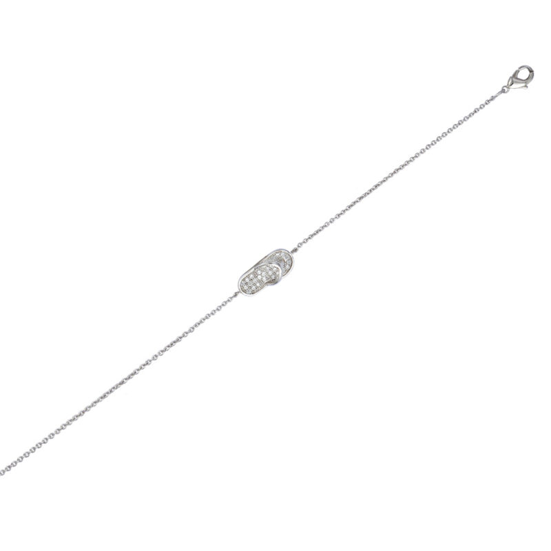 Bracelet Argent Rhodié 925/1000 Forme Tong Pavage Oxydes