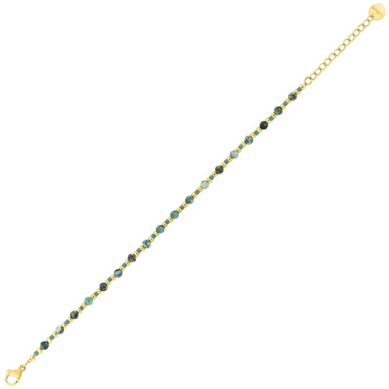 Bracelet Fashion Steel Acier Doré 1 Rang Boules Dorées et Vertes – Image 2