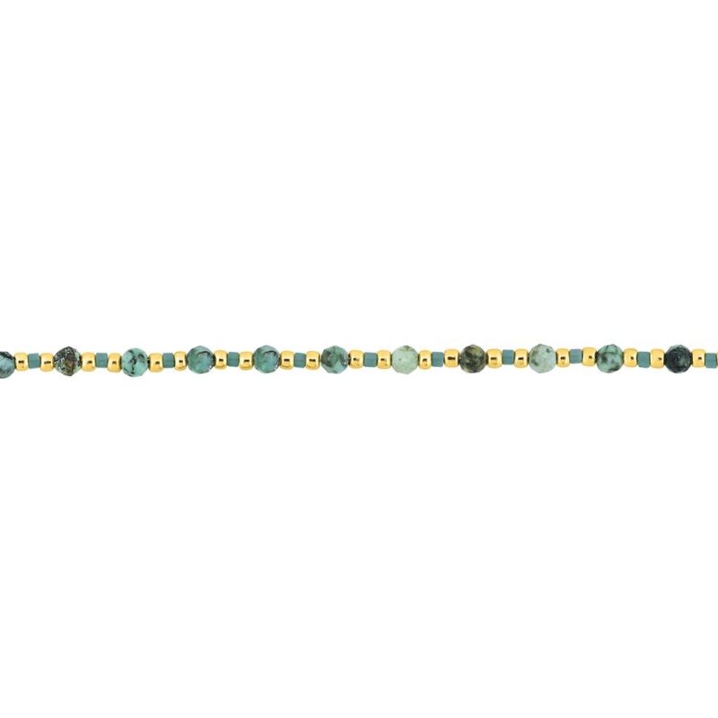 Bracelet Fashion Steel Acier Doré 1 Rang Boules Dorées et Vertes