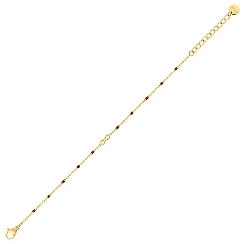 Bracelet Fashion Steel Acier Doré Motif Infini et Résine Rouge – Image 2