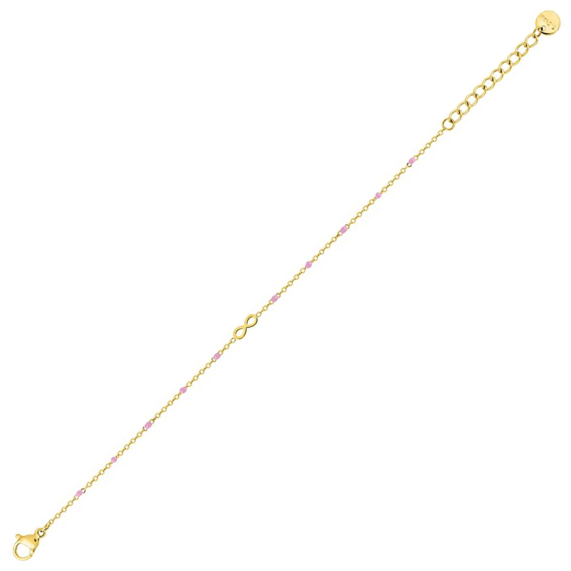 Bracelet Fashion Steel Acier Doré Motif Infini et Résine Rose – Image 2