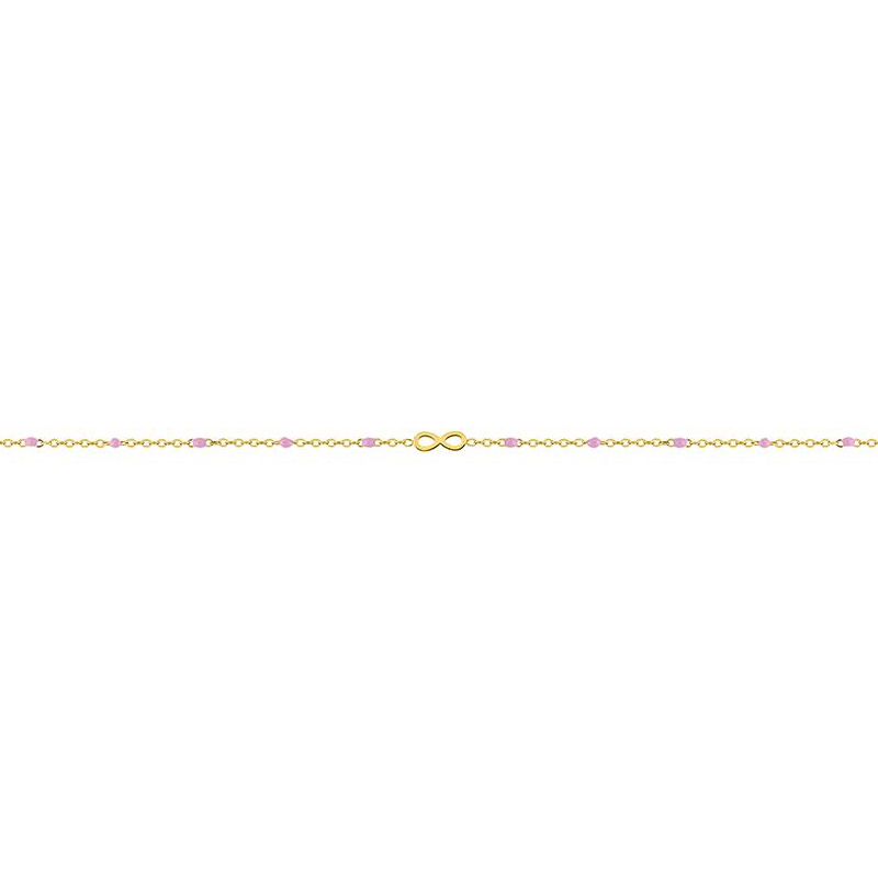 Bracelet Fashion Steel Acier Doré Motif Infini et Résine Rose
