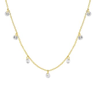 Collier Fashion Steel Acier Doré Pampilles Cristal Synthétique