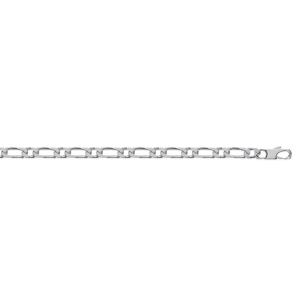 Bracelet Homme Argent Rhodié 925/1000 Maille Figaro 6mm Alternée 1+1