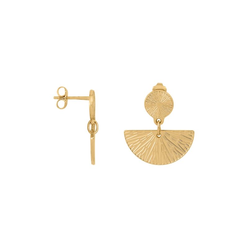 Boucles d'oreilles Pendantes Saunier Rosace Plaqué Or