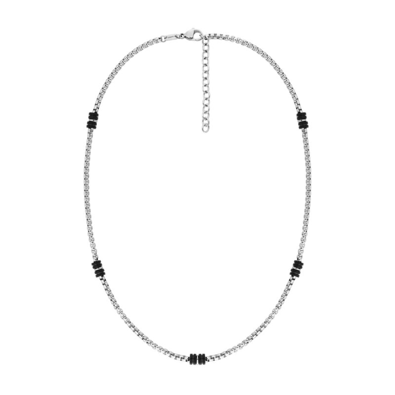Collier Homme Acier Cargo et Motifs PVD Noir