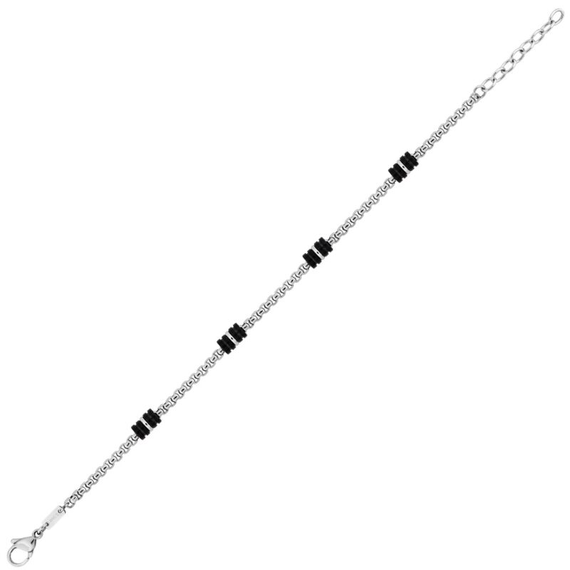 Bracelet Homme Acier Cargo et Motifs PVD Noir – Image 2