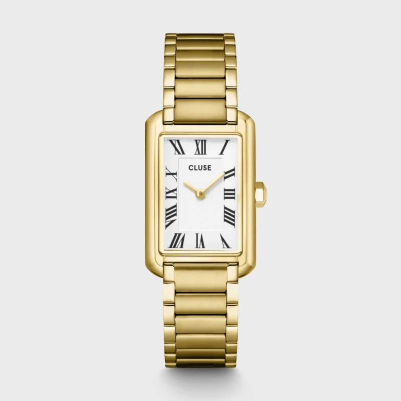 Montre Femme Cluse Belisenna Acier Gold Fond Blanc Bracelet Acier Doré CW15001