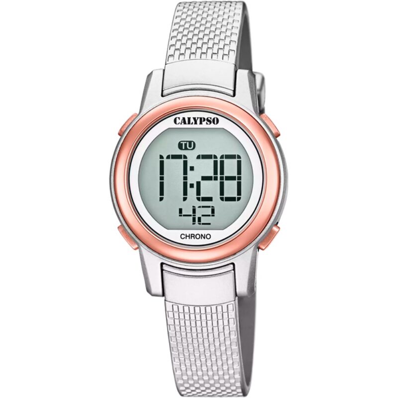 Montre Calypso Digitale Dorée Rose et Argent K5736/2