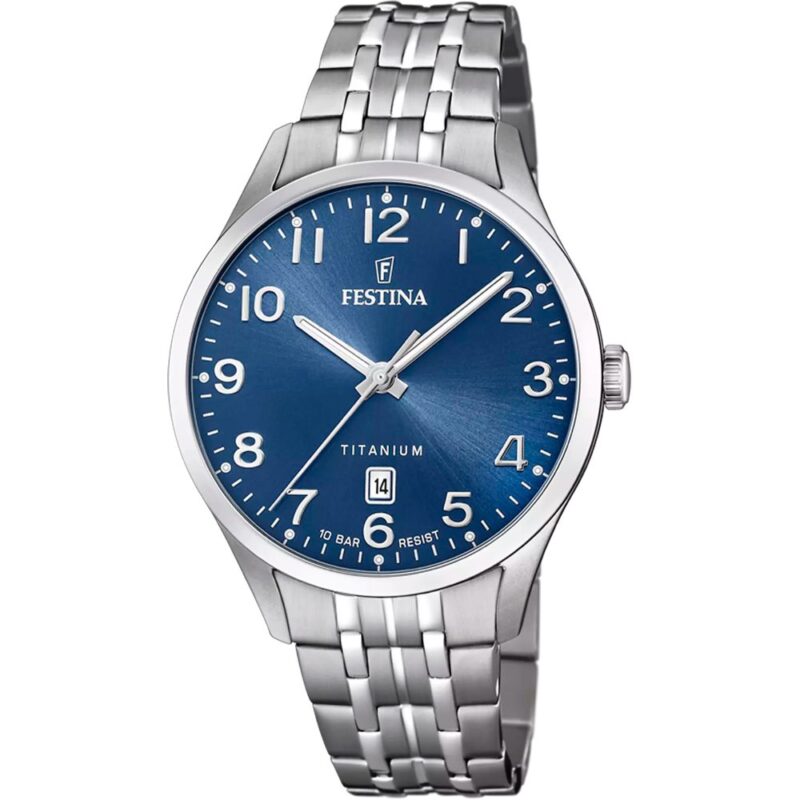 Montre Festina Homme Titane Fond Bleu Bracelet Titane F20466/2