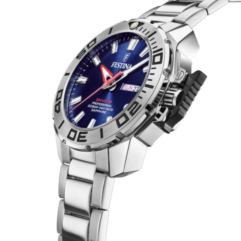 Montre Festina Homme Acier Diver 200m Cadran Bleu Bracelet Acier F20665/1 – Image 2