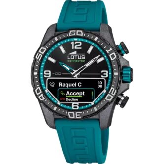 Montre Lotus Unisexe Connected D Boitier Fibre de Carbone Noir Verre Saphir Bracelet Silicone Turquoise 200005/2