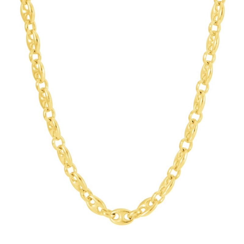 Collier Homme Plaqué Or Jaune Maille Grain de Café 50cm