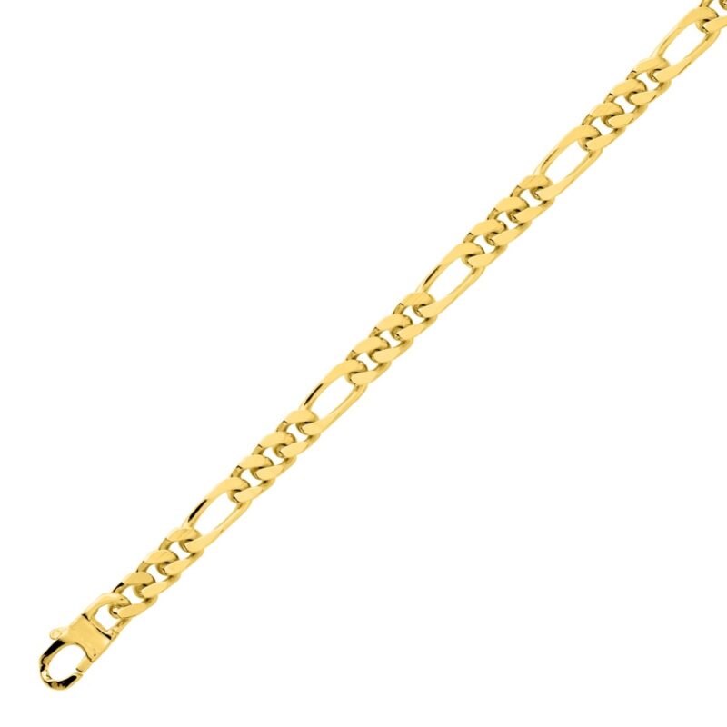 Collier Homme Plaqué Or Jaune Maille Figaro Alternée 1+3 Longueur 55cm – Image 2