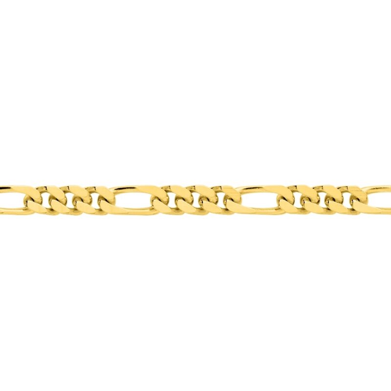 Collier Homme Plaqué Or Jaune Maille Figaro Alternée 1+3 Longueur 55cm