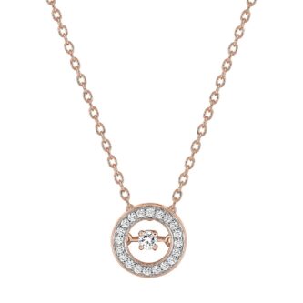 Collier Pendentif Plaqué Or Rose et Pavage Oxydes