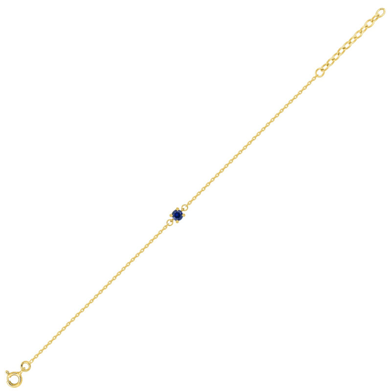 Bracelet Plaqué Or Jaune et Oxyde Bleu Serti 4 Griffes 4mm – Image 2