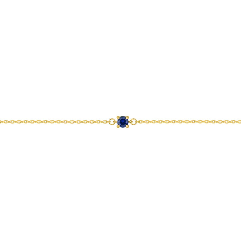 Bracelet Plaqué Or Jaune et Oxyde Bleu Serti 4 Griffes 4mm